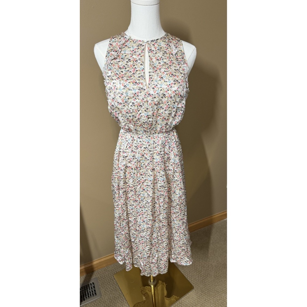 Jason Wu Womens Size 0 Silk Floral Midi Dress Sleeveless Fit Flare Belted